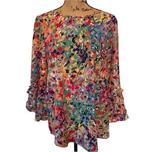 ISLE by Melis Kozan abstract colorful loose fit top medium